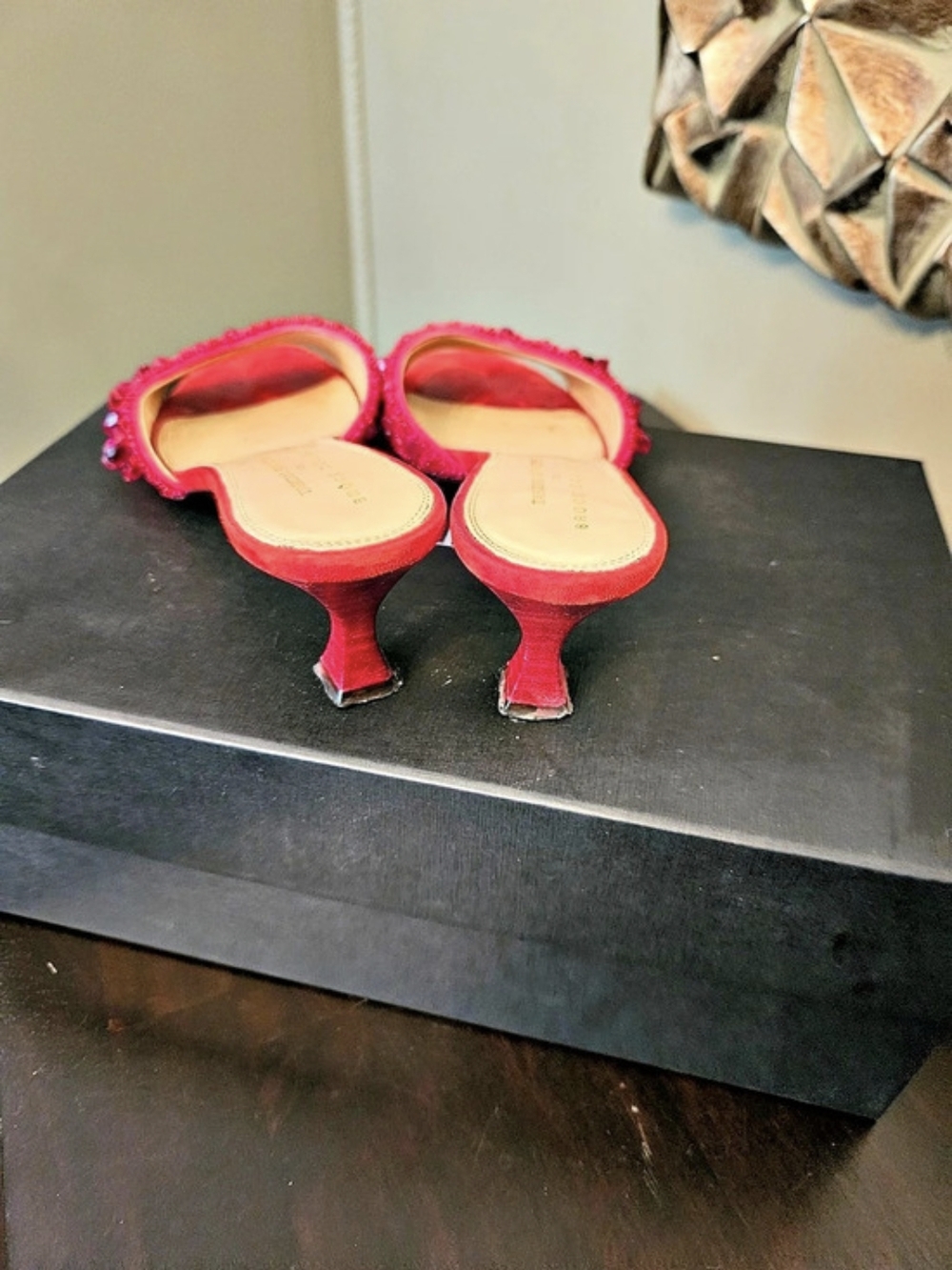 Very Rare Tabitha Simmons For Brock Collection Beaded Red Mules Heels 36.5